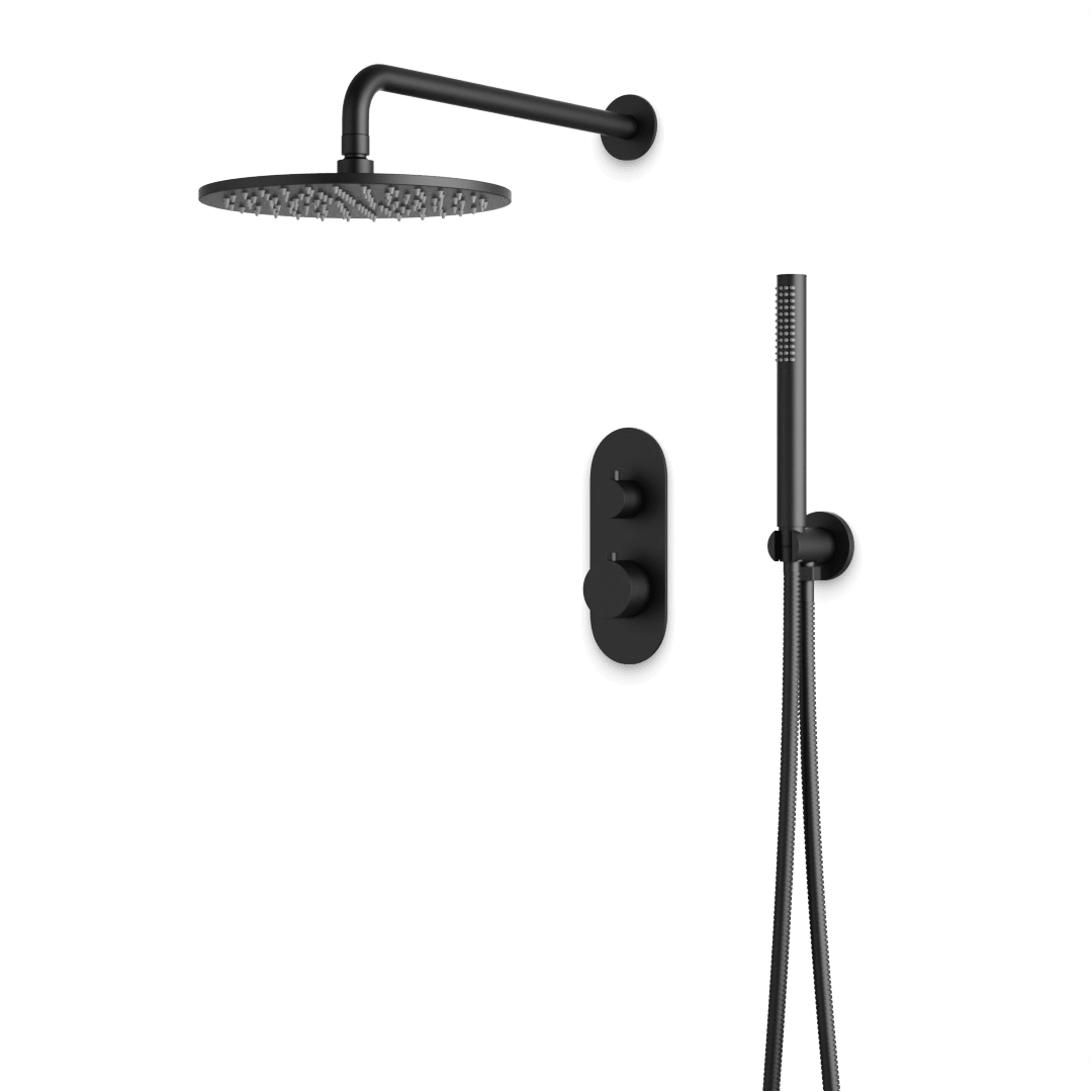 Artos Opera Thermostatic Shower Trim Kit with Hand Shower in Matte Black – Wide Control Trim Style – PS140BK