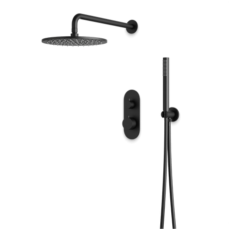 Artos Opera Thermostatic Shower Trim Kit with Hand Shower in Matte Black – Wide Control Trim Style – PS140BK