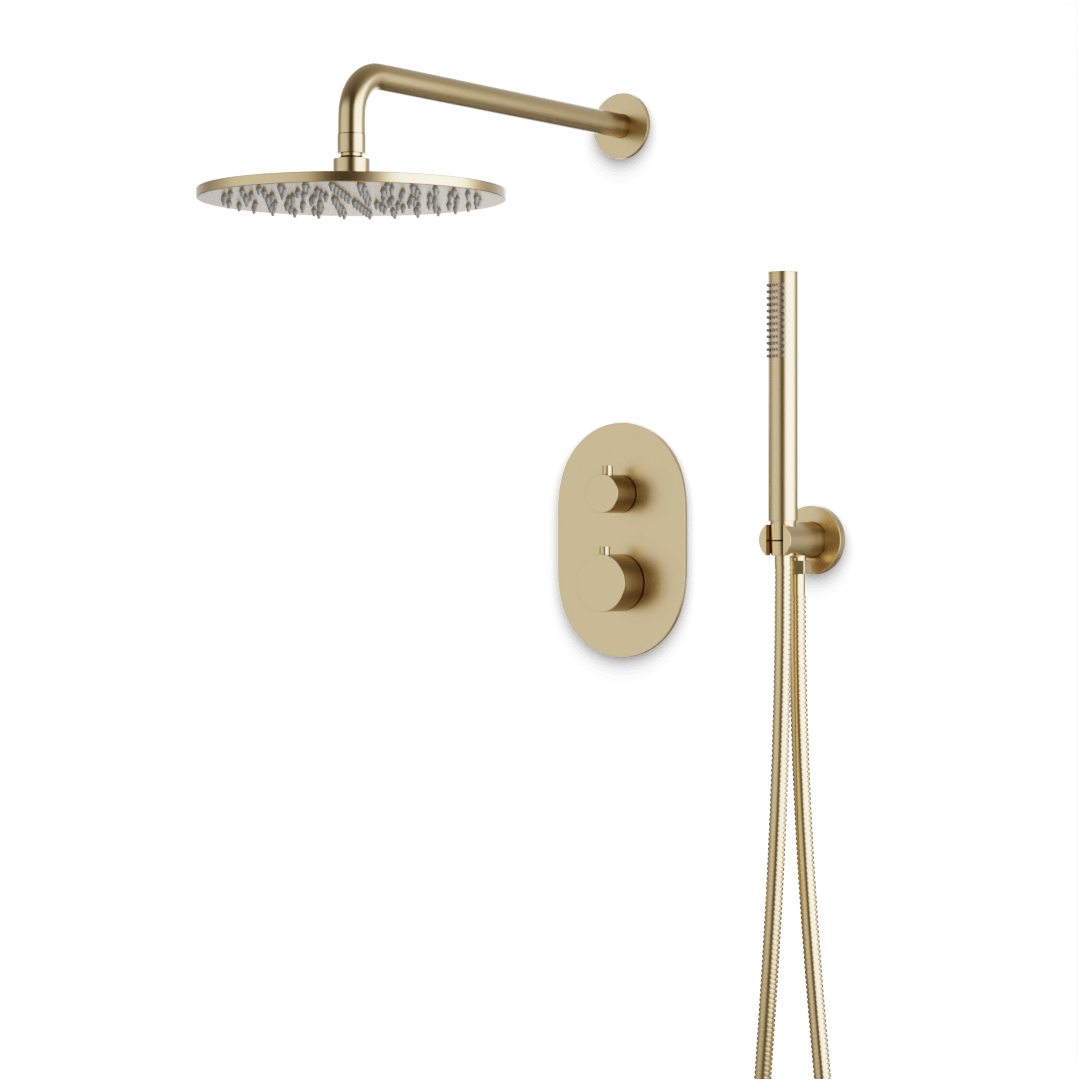 Artos Opera Thermostatic Shower Trim Kit with Hand Shower in Satin Brass – Wide Control Trim Style – PS140SB