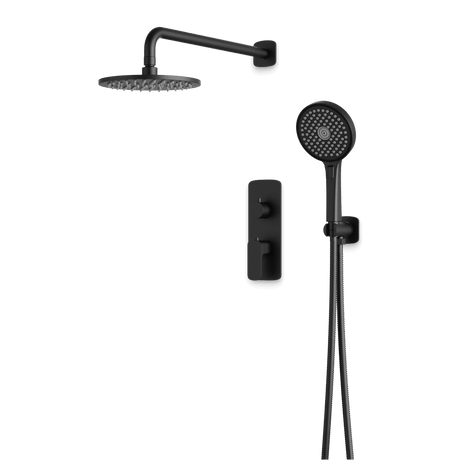 Artos Harmony Thermostatic Shower Trim Kit with Hand Shower in Matte Black – 12" Shower Head Size – PS140C12TRBK