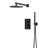 Artos Otella Thermostatic Shower Trim Kit with Hand Shower in Matte Black – Wide Control Trim Style – PS141BK