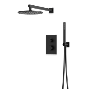 Artos Otella Thermostatic Shower Trim Kit with Hand Shower in Matte Black – Wide Control Trim Style – PS141BK