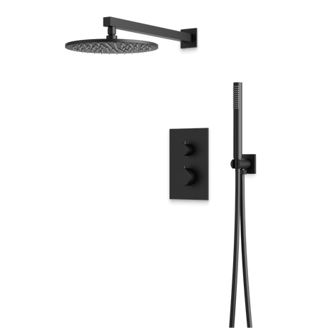 Artos Otella Thermostatic Shower Trim Kit with Hand Shower in Matte Black – Wide Control Trim Style – PS141BK