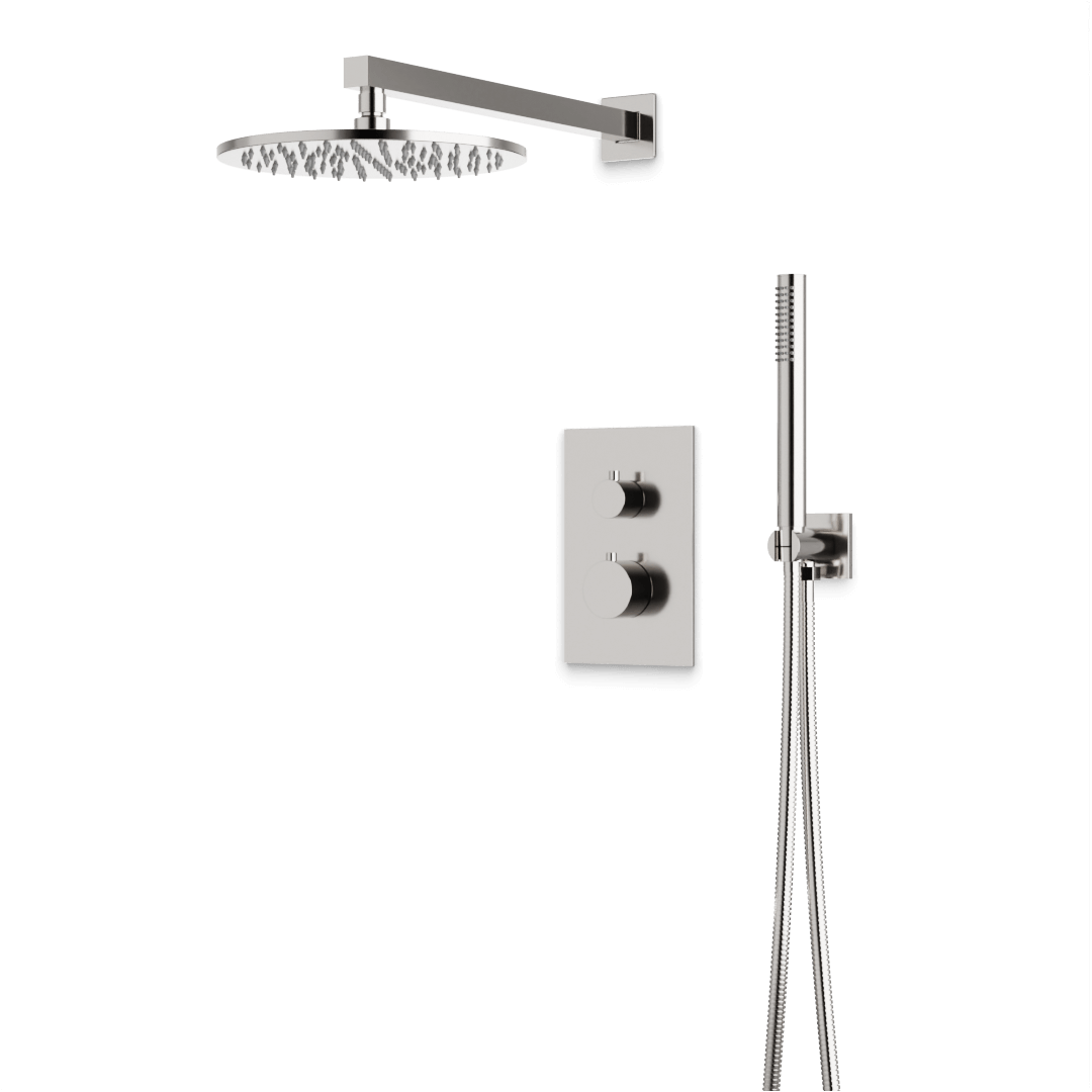 Artos Otella Thermostatic Shower Trim Kit with Hand Shower in Brushed Nickel – Wide Control Trim Style – PS141BN