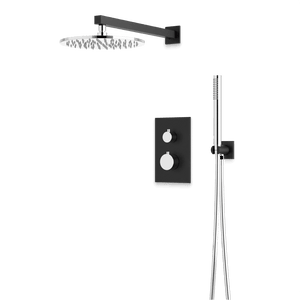Artos Otella Thermostatic Shower Trim Kit with Hand Shower in Chrome/Matte Black – Wide Control Trim Style – PS141CHB