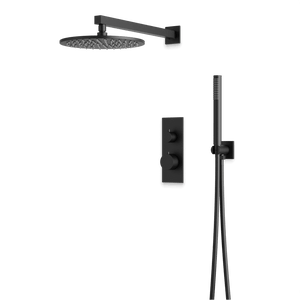 Artos Otella Thermostatic Shower Trim Kit with Hand Shower in Matte Black – Wide Control Trim Style – PS141BK