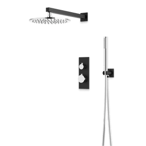 Artos Otella Thermostatic Shower Trim Kit with Hand Shower in Chrome/Matte Black – Wide Control Trim Style