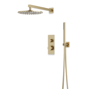 Artos Otella Thermostatic Shower Trim Kit with Hand Shower in Satin Brass – Wide Control Trim Style – PS141SB