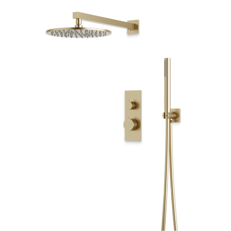 Artos Otella Thermostatic Shower Trim Kit with Hand Shower in Satin Brass – Wide Control Trim Style – PS141SB