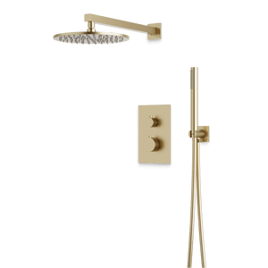 Artos Otella Thermostatic Shower Trim Kit with Hand Shower in Satin Brass – Wide Control Trim Style – PS141SB