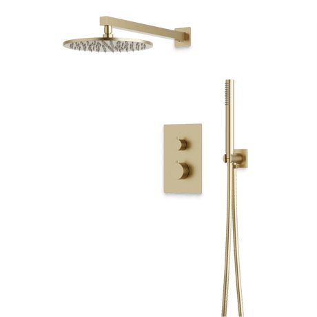 Artos Otella Thermostatic Shower Trim Kit with Hand Shower in Satin Brass – Wide Control Trim Style – PS141SB