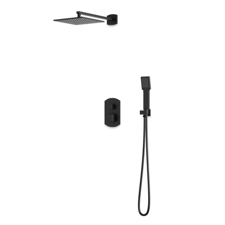 Artos Transitional Thermostatic Shower Trim Kit with Wall Mount Shower Head, Hand Shower in Matte Black – PS142BK
