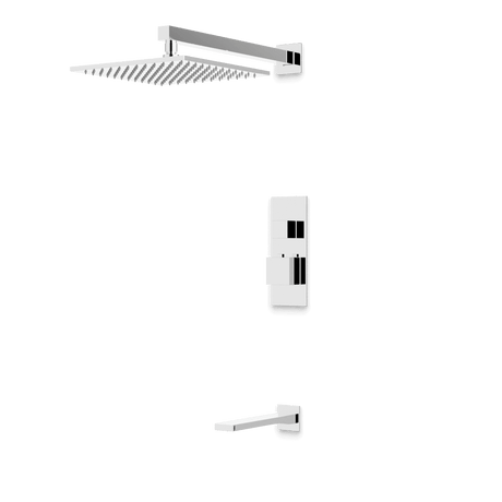 Artos Edge Thermostatic Shower Trim Kit with Wall Mount Shower Head, Tub Filler in Chrome – Wide Control Trim Style – PS143CH
