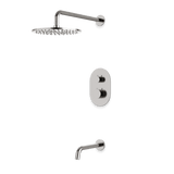 Artos Opera Thermostatic Shower Trim Kit with Wall Mount Shower Head, Tub Filler in Brushed Nickel – Wide Control Trim Style – PS144BN