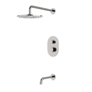 Artos Opera Thermostatic Shower Trim Kit with Wall Mount Shower Head, Tub Filler in Brushed Nickel – Wide Control Trim Style – PS144BN