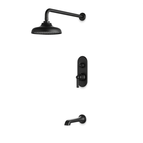 Artos Classic Thermostatic Shower Trim Kit with Tub Filler in Matte Black – Wide Control Trim Style – PS144DCLBK