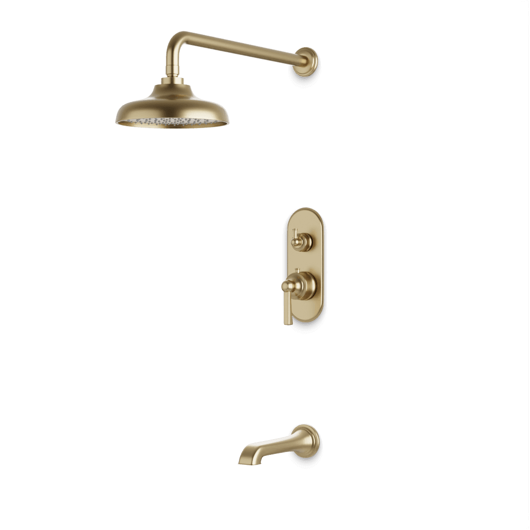 Artos Classic Thermostatic Shower Trim Kit with Tub Filler in Satin Brass – Wide Control Trim Style – PS144DCLSB
