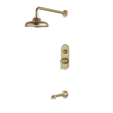 Artos Classic Thermostatic Shower Trim Kit with Tub Filler in Satin Brass – Wide Control Trim Style – PS144DCLSB