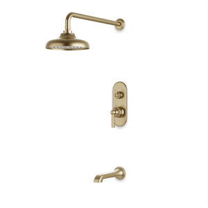 Artos Classic Thermostatic Shower Trim Kit with Tub Filler in Satin Brass – Wide Control Trim Style