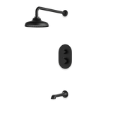 Artos Classic Thermostatic Shower Trim Kit with Tub Filler in Matte Black – Wide Control Trim Style – PS144DCLBK
