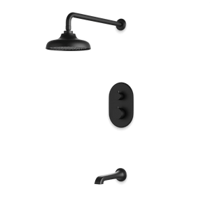 Artos Classic Thermostatic Shower Trim Kit with Tub Filler in Matte Black – Wide Control Trim Style – PS144DCLBK