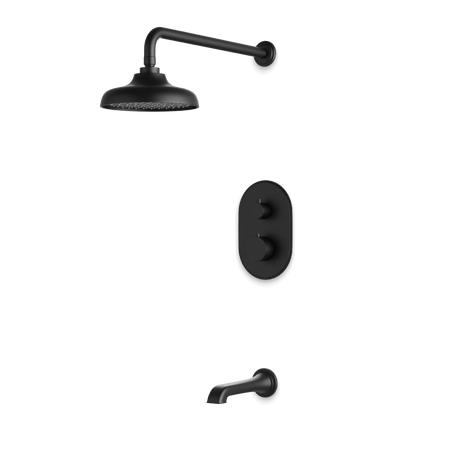Artos Classic Thermostatic Shower Trim Kit with Tub Filler in Matte Black – Wide Control Trim Style – PS144DCLBK