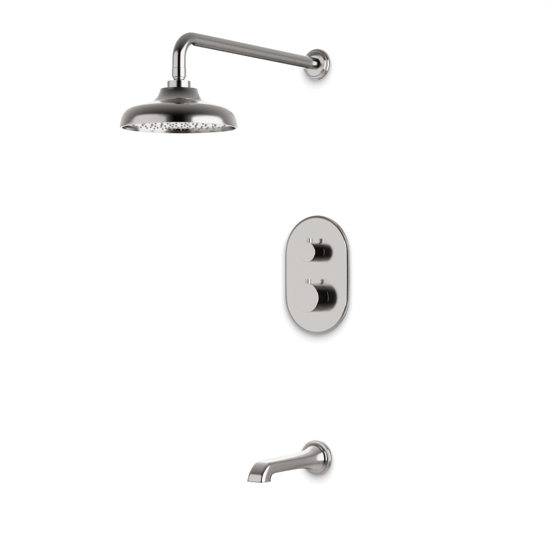 Artos Classic Thermostatic Shower Trim Kit with Tub Filler in Brushed Nickel – Wide Control Trim Style – PS144DCLBN
