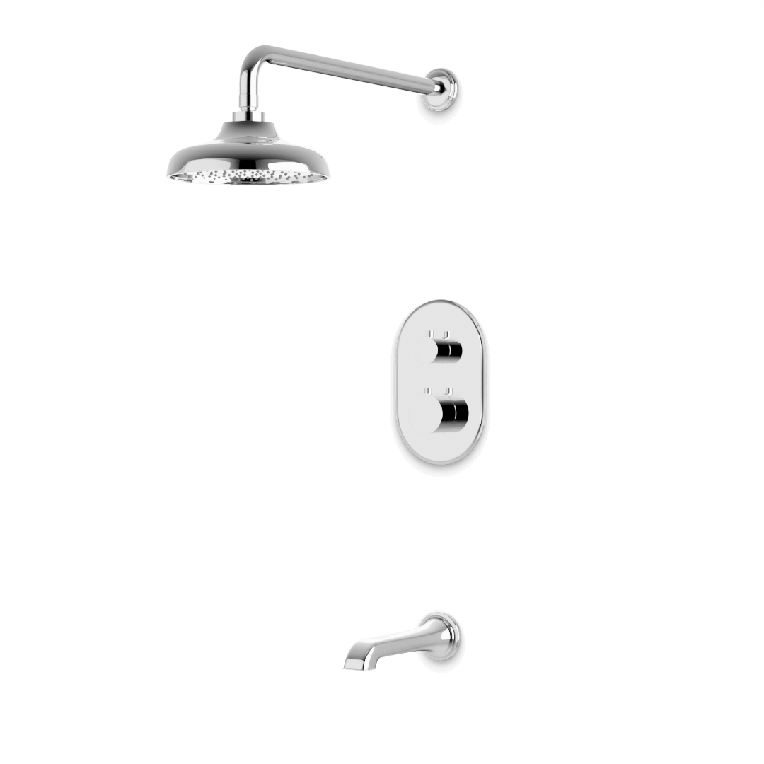Artos Classic Thermostatic Shower Trim Kit with Tub Filler in Chrome – Wide Control Trim Style – PS144DCLCH