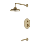 Artos Classic Thermostatic Shower Trim Kit with Tub Filler in Satin Brass – Wide Control Trim Style – PS144DCLSB