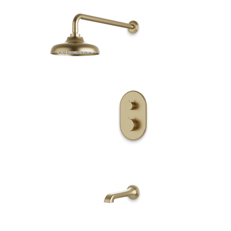 Artos Classic Thermostatic Shower Trim Kit with Tub Filler in Satin Brass – Wide Control Trim Style – PS144DCLSB