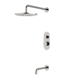 Artos Opera Thermostatic Shower Trim Kit with Wall Mount Shower Head, Tub Filler in Brushed Nickel – Wide Control Trim Style – PS144BN