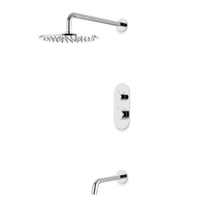 Artos Opera Thermostatic Shower Trim Kit with Wall Mount Shower Head, Tub Filler in Chrome – Wide Control Trim Style