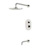 Artos Opera Thermostatic Shower Trim Kit with Wall Mount Shower Head, Tub Filler in Polished Nickel – Wide Control Trim Style – PS144PN