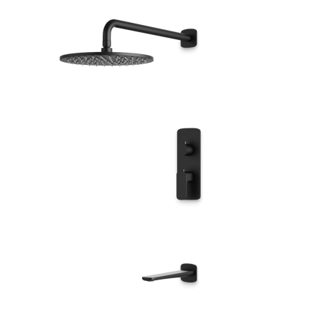 Artos Harmony Thermostatic Shower Trim Kit with Tub Filler in Matte Black – 8" Shower Head Size – PS144W8TRBK