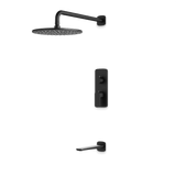 Artos Harmony Thermostatic Shower Trim Kit with Tub Filler in Matte Black – 12" Shower Head Size – PS144W12TRBK
