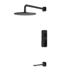Artos Harmony Thermostatic Shower Trim Kit with Tub Filler in Matte Black – 12" Shower Head Size – PS144W12TRBK