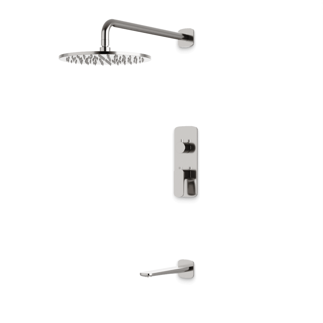 Artos Harmony Thermostatic Shower Trim Kit with Tub Filler in Brushed Nickel – 12" Shower Head Size – PS144W12TRBN