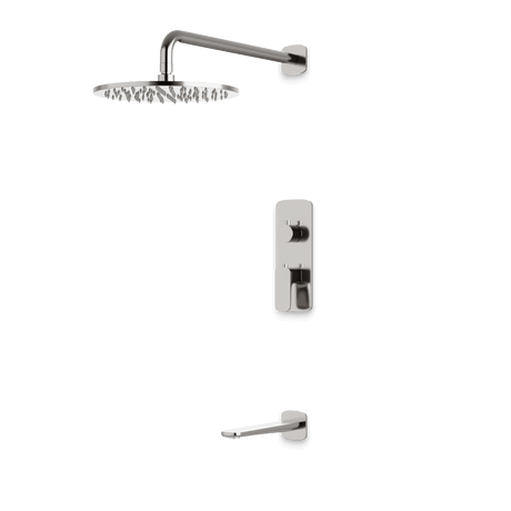 Artos Harmony Thermostatic Shower Trim Kit with Tub Filler in Brushed Nickel – 12" Shower Head Size – PS144W12TRBN