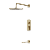 Artos Harmony Thermostatic Shower Trim Kit with Tub Filler in Satin Brass – 12" Shower Head Size – PS144W12TRSB