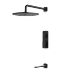 Artos Harmony Thermostatic Shower Trim Kit with Tub Filler in Matte Black – 8" Shower Head Size – PS144W8TRBK