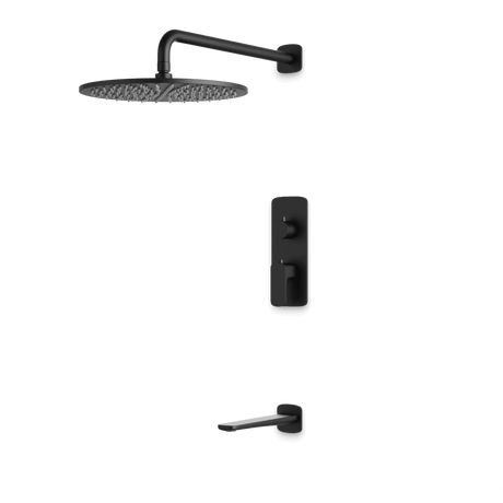 Artos Harmony Thermostatic Shower Trim Kit with Tub Filler in Matte Black – 8" Shower Head Size – PS144W8TRBK