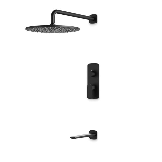 Artos Harmony Thermostatic Shower Trim Kit with Tub Filler in Matte Black – 8" Shower Head Size – PS144W8TRBK