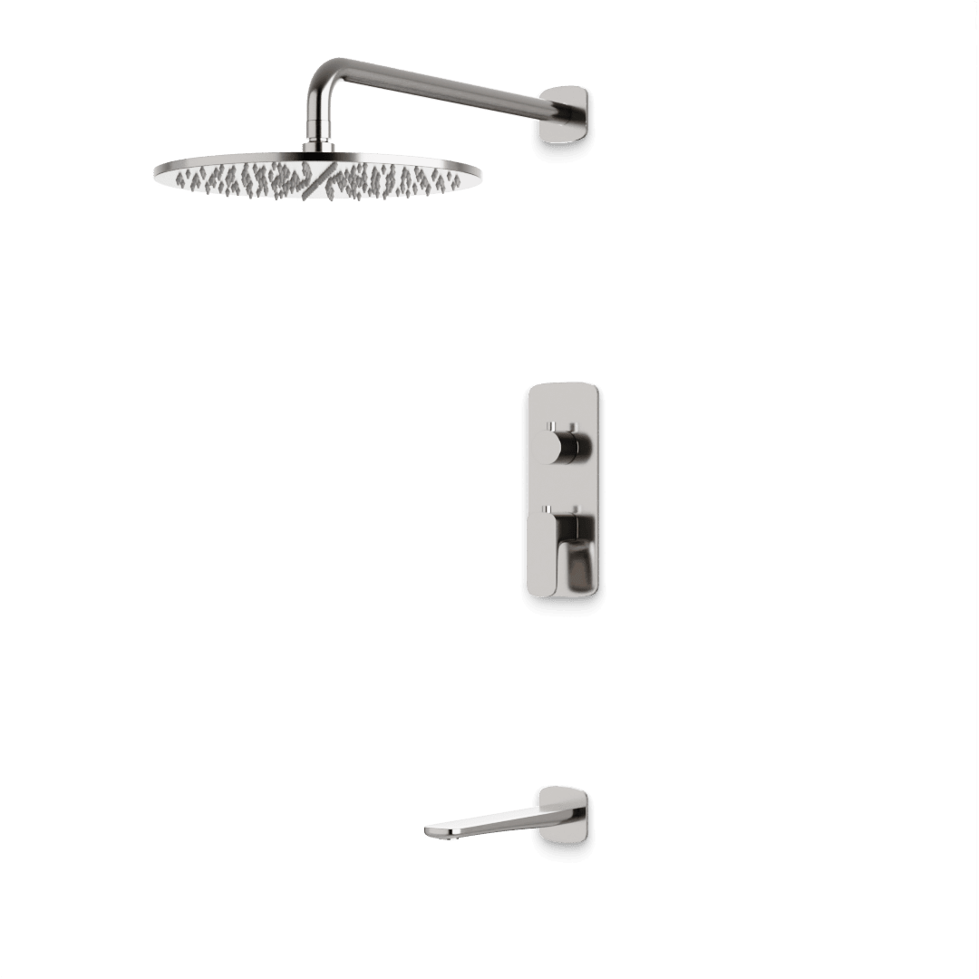 Artos Harmony Thermostatic Shower Trim Kit with Tub Filler in Brushed Nickel – 8" Shower Head Size – PS144W8TRBN