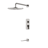 Artos Harmony Thermostatic Shower Trim Kit with Tub Filler in Brushed Nickel – 12" Shower Head Size – PS144W12TRBN