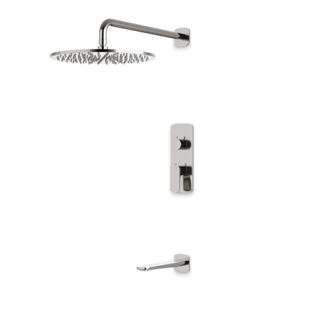 Artos Harmony Thermostatic Shower Trim Kit with Tub Filler in Brushed Nickel – 12" Shower Head Size – PS144W12TRBN