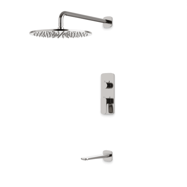 Artos Harmony Thermostatic Shower Trim Kit with Tub Filler in Brushed Nickel – 12" Shower Head Size – PS144W12TRBN