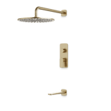 Artos Harmony Thermostatic Shower Trim Kit with Tub Filler in Satin Brass – 8" Shower Head Size – PS144W8TRSB