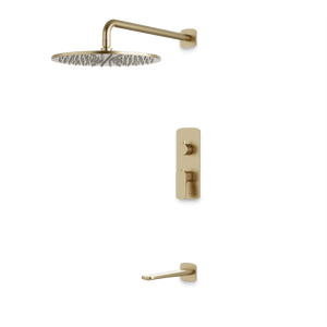 Artos Harmony Thermostatic Shower Trim Kit with Tub Filler in Satin Brass – 8" Shower Head Size – PS144W8TRSB