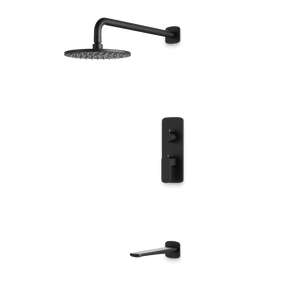 Artos Harmony Thermostatic Shower Trim Kit with Tub Filler in Matte Black – 12" Shower Head Size – PS144W12TRBK