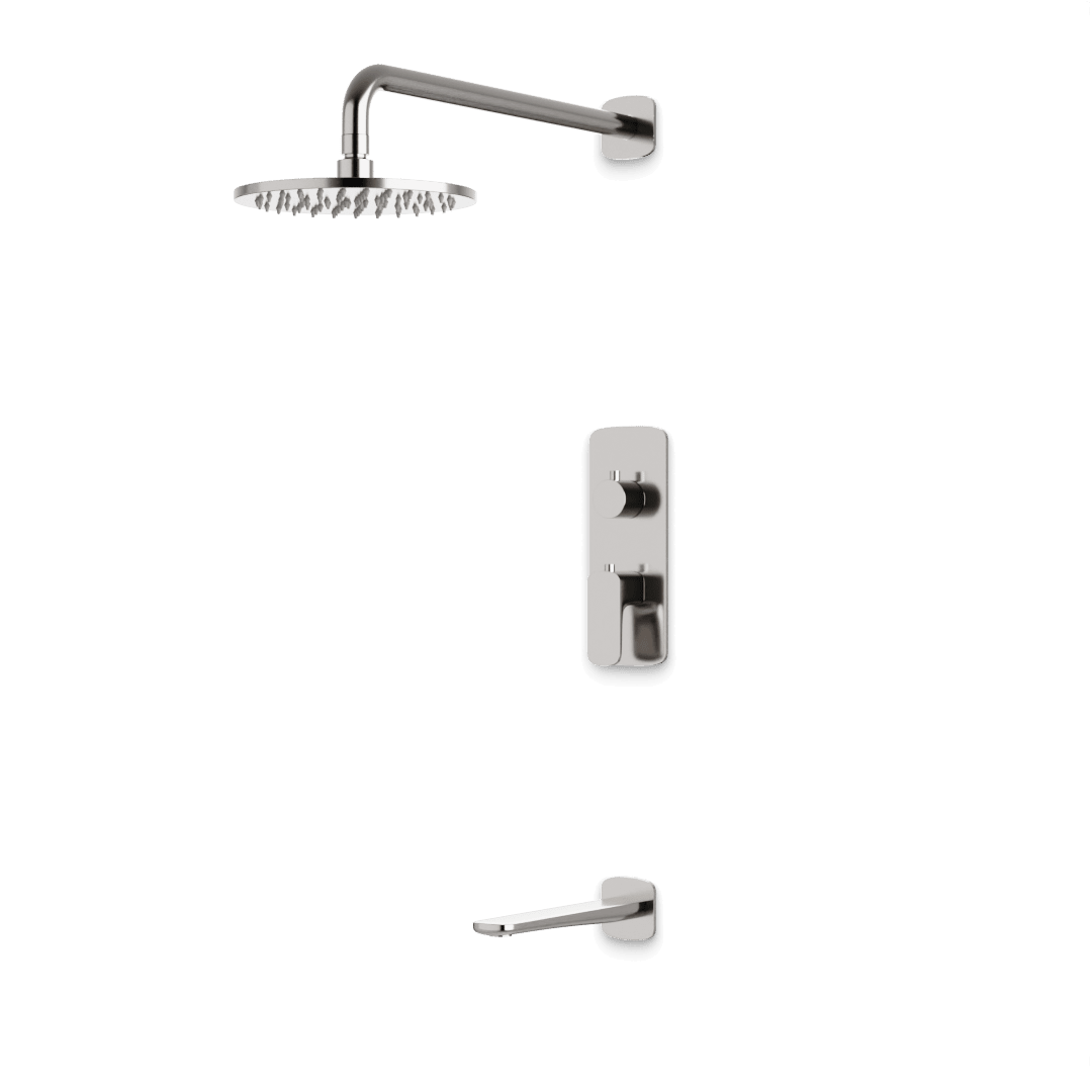 Artos Harmony Thermostatic Shower Trim Kit with Tub Filler in Brushed Nickel – 12" Shower Head Size – PS144W12TRBN